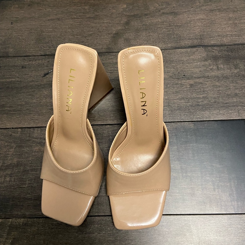 Beige high heels
